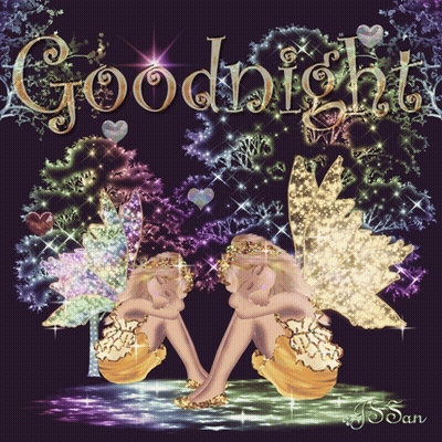 Goodnight Greeting Card With Two Fairies GIF
