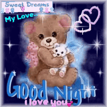 Goodnight I Love You Bears Hugging GIF