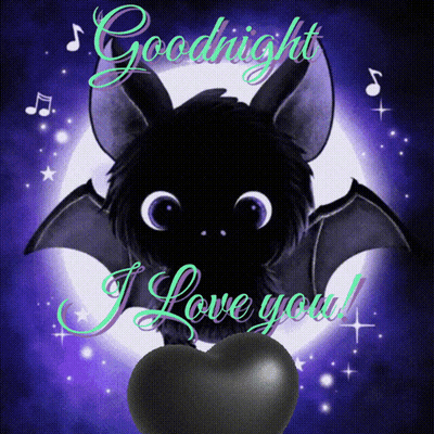 Goodnight I Love You Card With Bat And Heart GIF