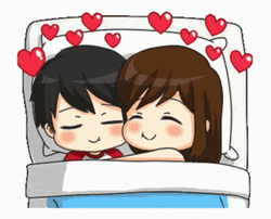 Goodnight Kiss Cute Cartoon Couple Love Hug