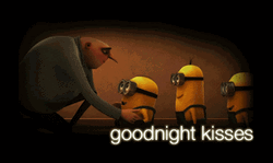 Goodnight Kiss Cute Gru Kissing Minions GIF