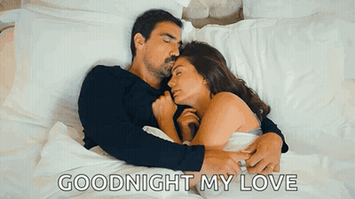 Goodnight My Love Man And Woman Hugging In Bed GIF