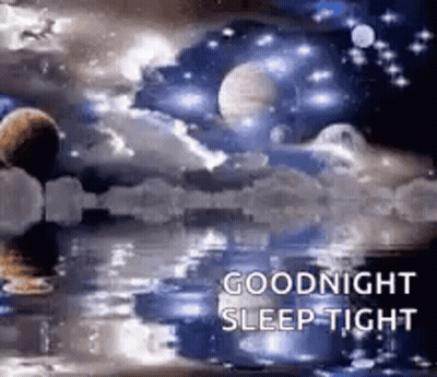 Goodnight Sleep Tight Greeting Card With Moon And Clouds GIF
