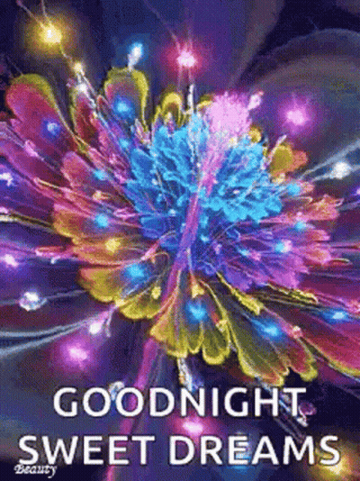 Goodnight Sweet Dreams Card With Colorful Flower And Lights GIF
