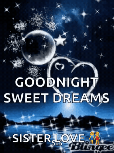 Goodnight Sweet Dreams Greeting Card With Hearts And Stars GIF