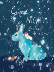 Goodnight Sweet Dreams My Love Blue Rabbit Snow GIF