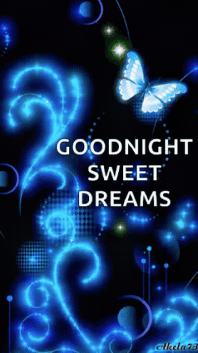 Goodnight Sweet Dreams Poster With Blue Butterfly GIF