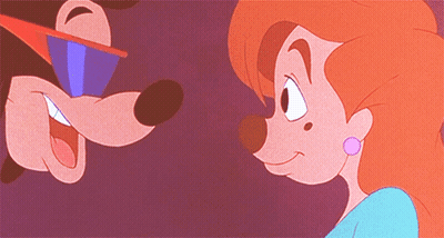 Goofy And Woman Looking At Each Other GIF