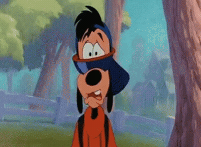 Goofy Cartoon Character In Blue Hat And Backpack GIF