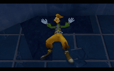 Goofy Cartoon Character Laying On Floor With Arms Outstretched GIF
