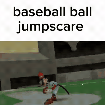 Goofy Catching Baseball With Baseball Ball Jumpscare GIF