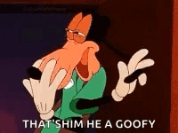 Goofy From Mickey Mouse Is Making A Funny Face While Wearing Glasses And Gloves . GIF