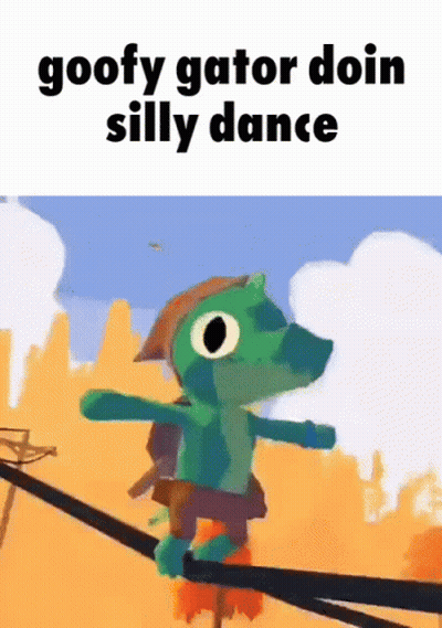 Goofy Gator Doin Silly Dance On Tightrope GIF