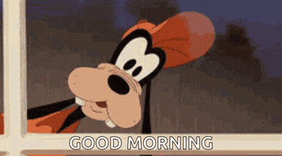 Goofy Is Peeking Out Of A Window And Saying Good Morning GIF