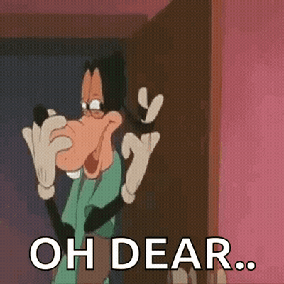 Goofy Is Standing In Front Of A Door And Saying `` Oh Dear `` . GIF