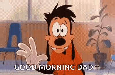 Goofy Saying Good Morning Dad While Waving GIF