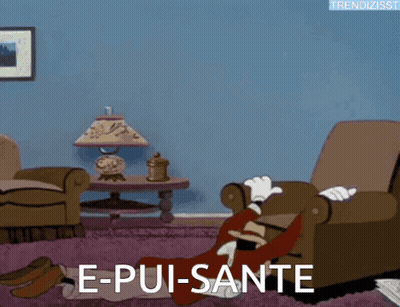 Goofy Sitting In Chair Saying E-Pui-Sante GIF