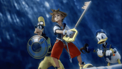 Goofy Sora And Donald Duck Standing Together GIF