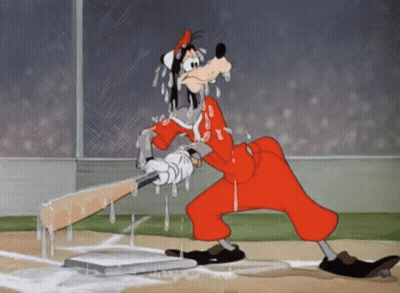 Goofy Sweating Holding Baseball Bat GIF