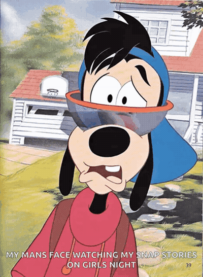 Goofy Wearing Sunglasses My Man's Face Watching My Snap Stories On Girls Night GIF
