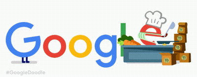 Google Logo Chef Holding Spatula And Carrots GIF