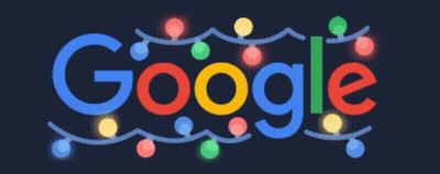 Google Logo Decorated With Christmas Lights GIF