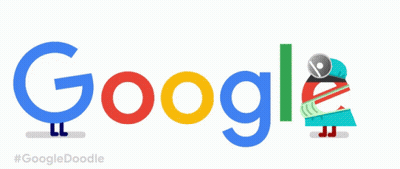 Google Logo Man Holding Speaker And Hearts GIF