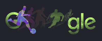 Google Logo Soccer Player Dribbling Ball GIF