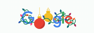 Google Logo With Christmas Ornaments GIF