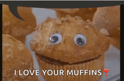 Googly Eye Cupcake Smiling Says I Love Your Muffins GIF