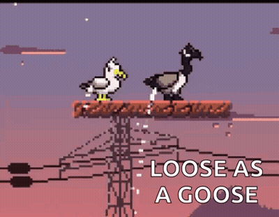 Goose And Bird Standing On Platform Pixel Art GIF
