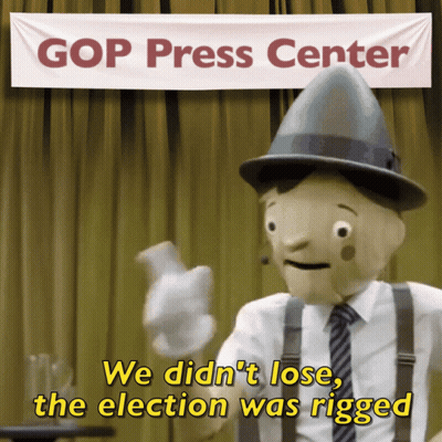 GOP Press Center Banner Behind Puppet GIF