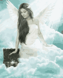 Gorgeous Angel Sitting On Clouds GIF