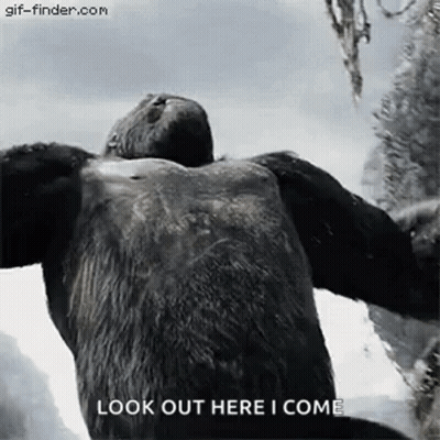 Gorilla Arms Outstretched Look Out Here I Come GIF