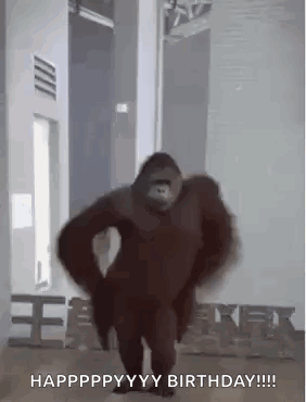 Gorilla Dancing And Saying Happy Birthday Carl GIF