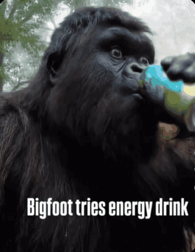Gorilla Drinking Bigfoot Tries Energy Drink GIF