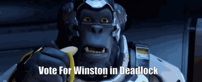 Gorilla Holding Banana Saying Vote For Winston In Deadlock GIF
