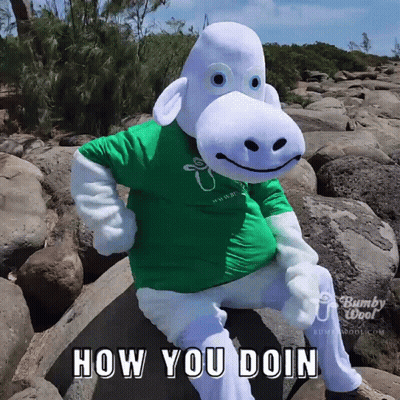 Gorilla Mascot In Green Shirt Saying How You Doin GIF