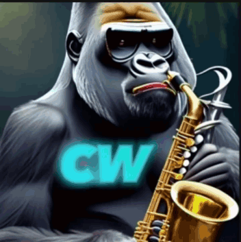 Gorilla Playing Saxophone With CW GIF