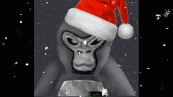 Gorilla Tag With Christmas Hat And Snow Effects  GIF