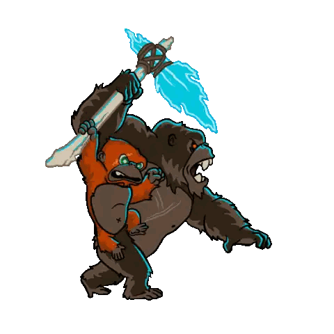 Gorillas Fighting With Stick Sticker