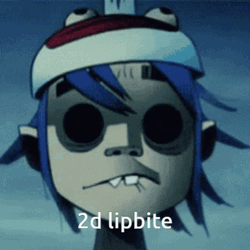 Gorillaz 2D Lip Bite GIF