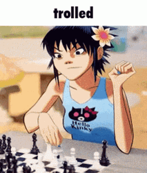 Gorillaz Noodle Playing Chess Trolled GIF