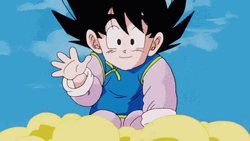 Goten Waving While Floating GIF