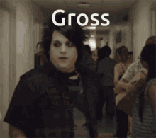 Goth Hair Flip Saying Gross GIF