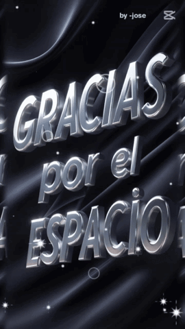 Gracias Por El Espacio Is Written In Silver Letters On A Black Background GIF