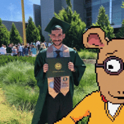 Graduation Cap And Gown Man Holding Diploma GIF