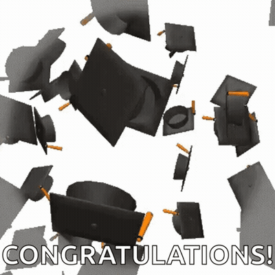 Graduation Caps Falling With Congratulations GIF