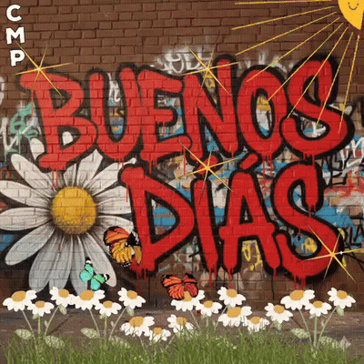 Graffiti On A Brick Wall Says Buenos Dias GIF