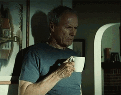 Gran Torino Clint Eastwood Drinking Coffee GIF